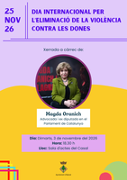 Xerrada amb Magda Oranich amb motiu del Dia Internacional per a l’Eliminació de la Violència contra les Dones