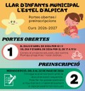 L’Ajuntament informa que els dies 8 i 9 d’abril es faran Jornades de portes obertes a la Llar d'infants municipal L'Estel