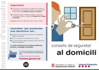 Consells de seguretat a domicili. Informació de l’Àrea -Bàsica Policial del Segrià
